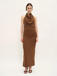 Draped Halter Maxi Dress