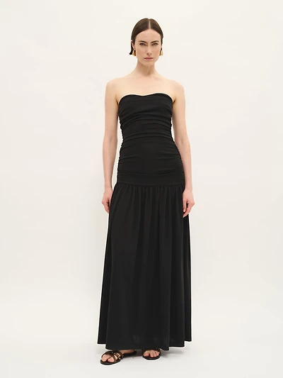 Strapless Gathered Maxi Dress