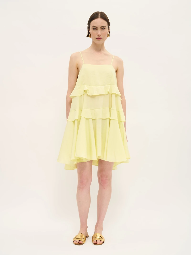 Mini-robe à volants et en sorbet citron