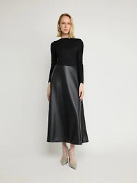 Faux Leather Panel Dress