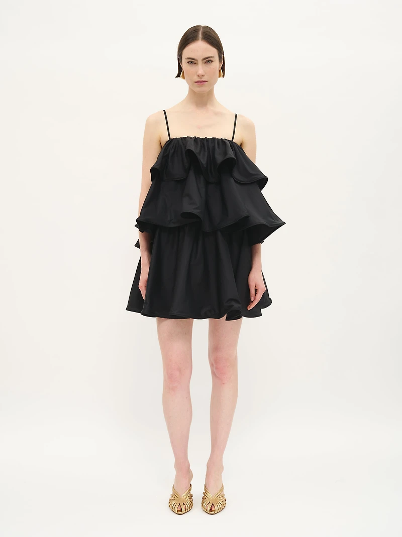 Tiered Ruffle Cotton Mini Dress