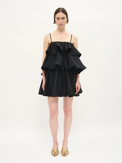 Tiered Ruffle Cotton Mini Dress