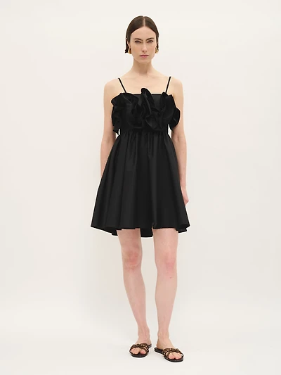 Gathered Front Cotton Mini Dress