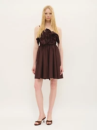 Gathered Front Cotton Mini Dress