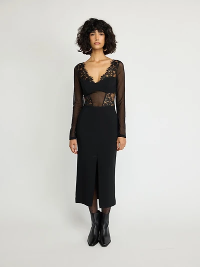 Lace Bodice Midi Dress
