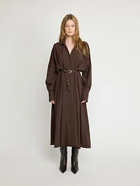 Pleated Maxi Shirt Dress
