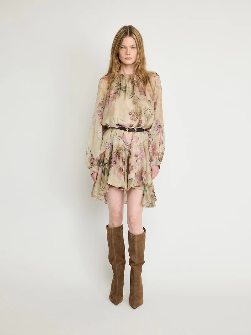Mini-robe en mousseline à fleurs