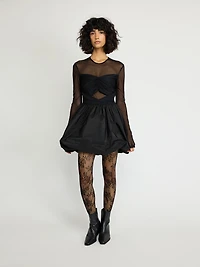 Mini-robe à empiècements transparents