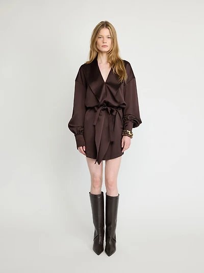 Mini-robe portefeuille en satin