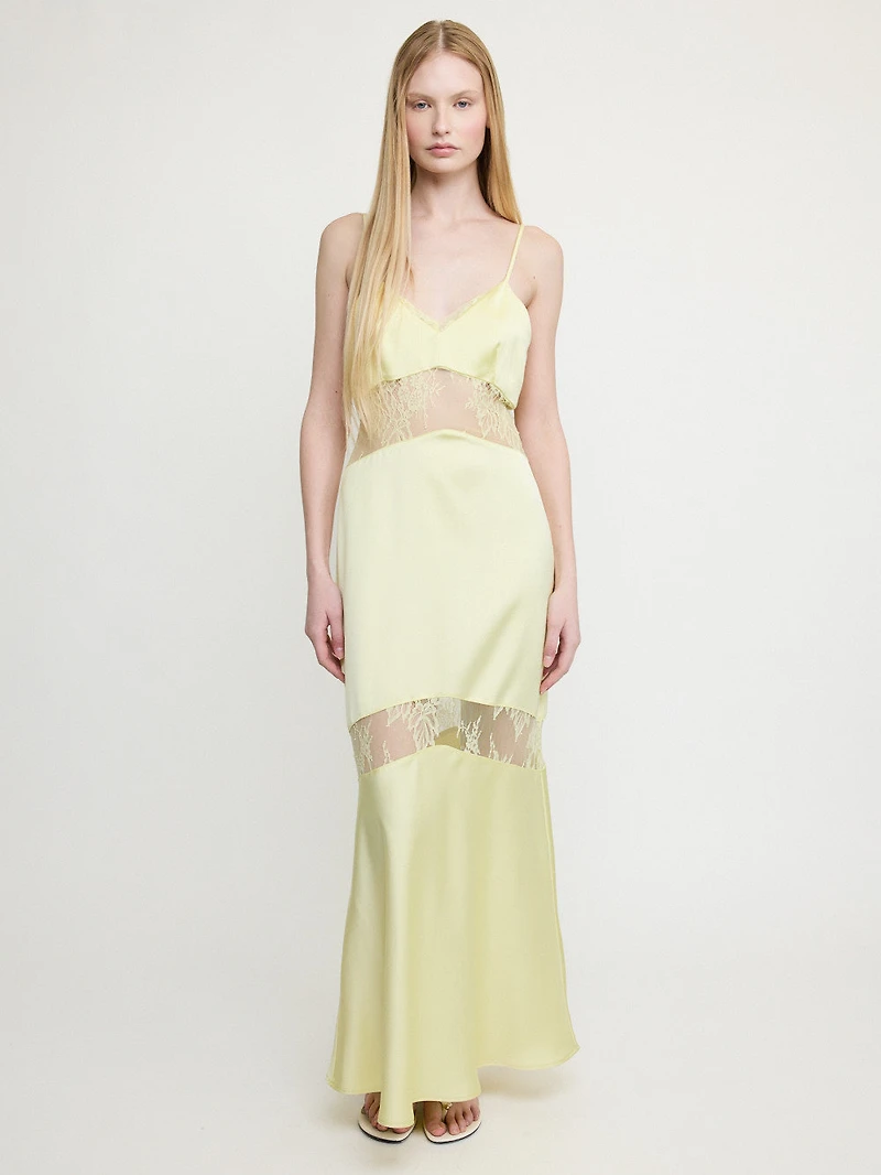 Silk Slip Dress Lace Trim