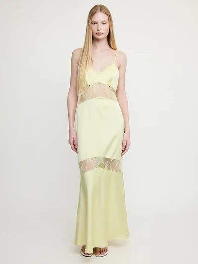 Silk Slip Dress Lace Trim