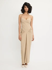 Champagne Draped Maxi Dress