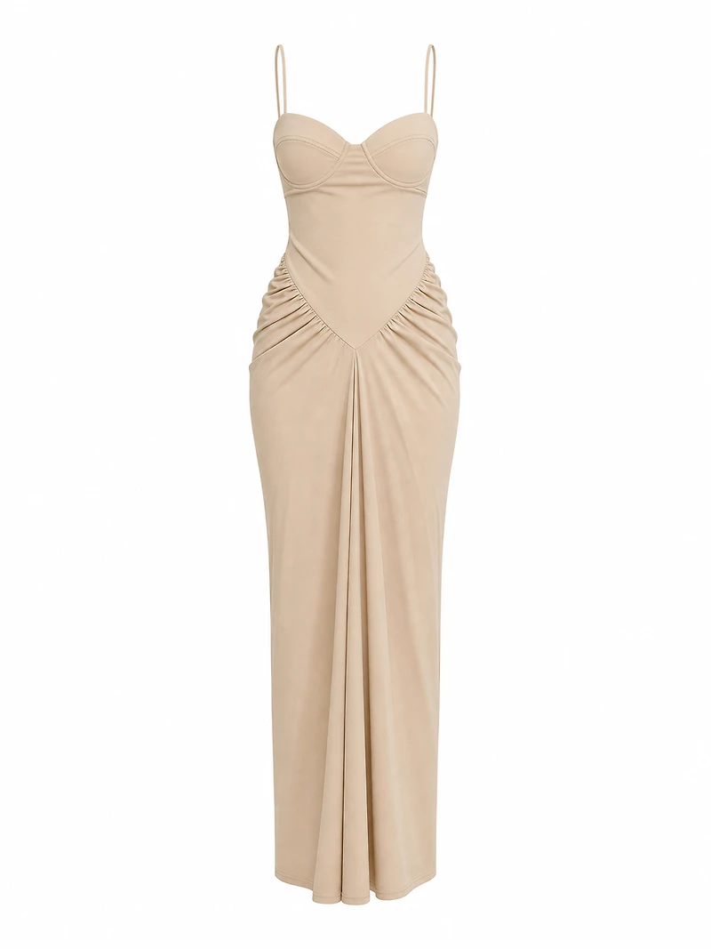 Champagne Draped Maxi Dress