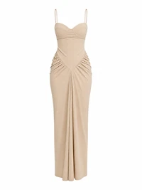 Champagne Draped Maxi Dress