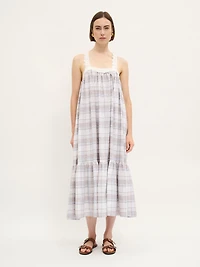 Lace Strap Plaid Dress