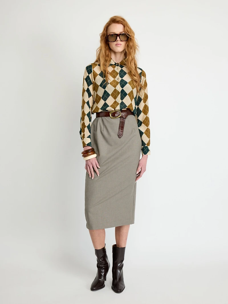 Belted Pencil Skirt