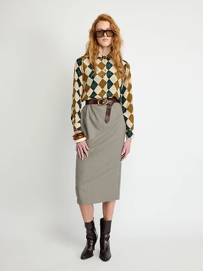 Belted Pencil Skirt