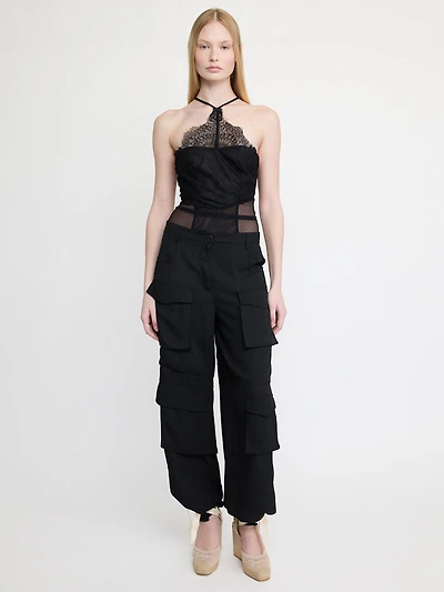 Midnight Lace Halter Bodysuit