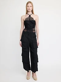 Midnight Lace Halter Bodysuit