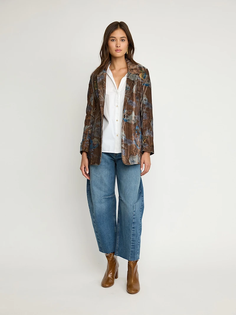 Textured Floral Print Blazer