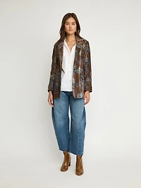 Textured Floral Print Blazer