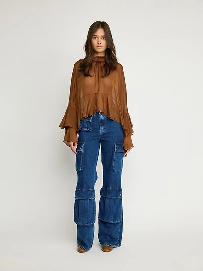 Sahara Wide-Leg Cargo Denim