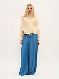 Embroidered Wrap-Effect Blouse Golden Sheen