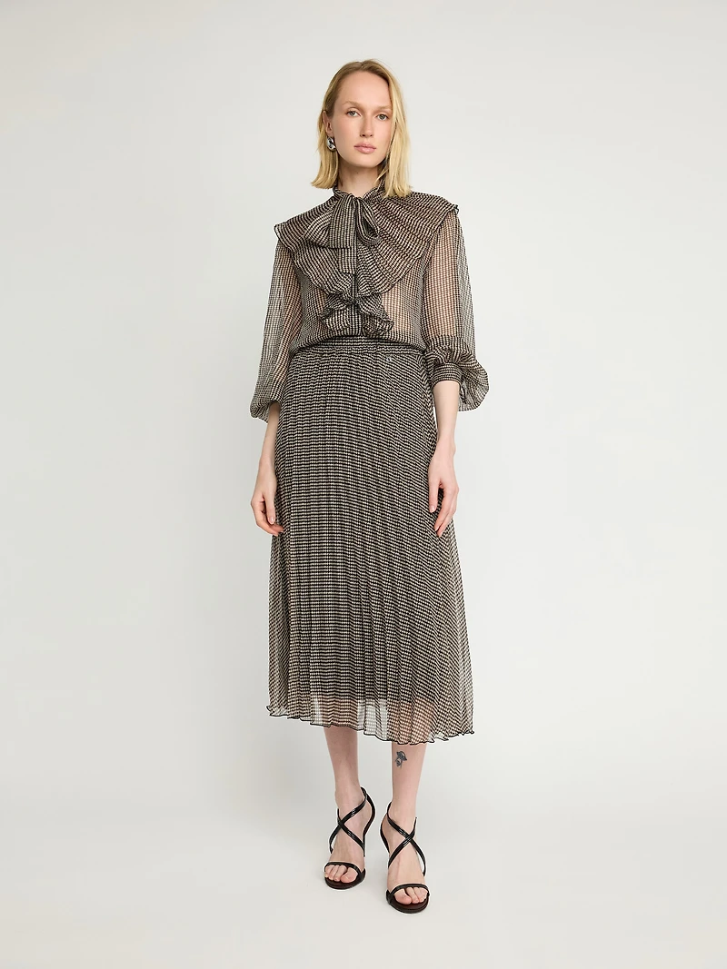 Pleated Midi Skirt Chiffon