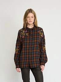 Chemise à carreaux brodée