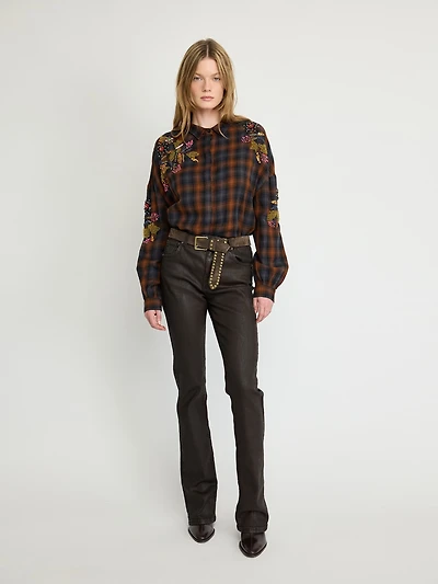 Chemise à carreaux brodée