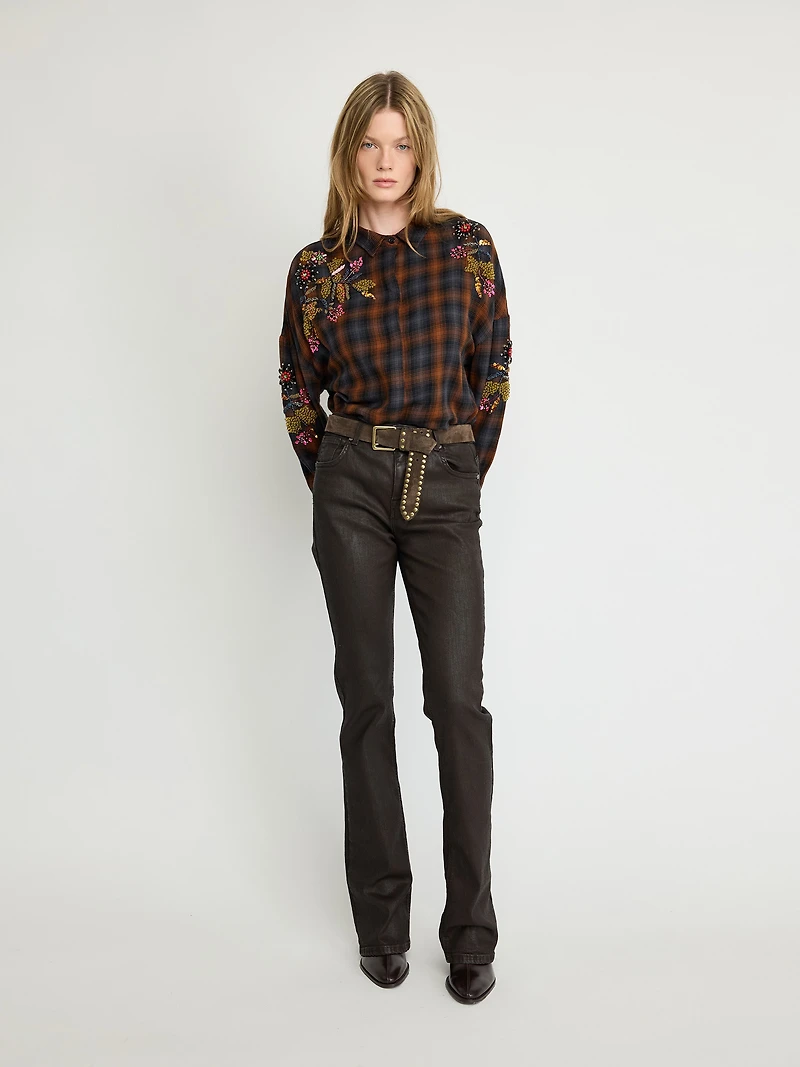 Pantalon en jean évasé foncé