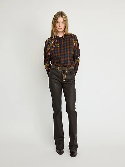 Pantalon en jean évasé foncé