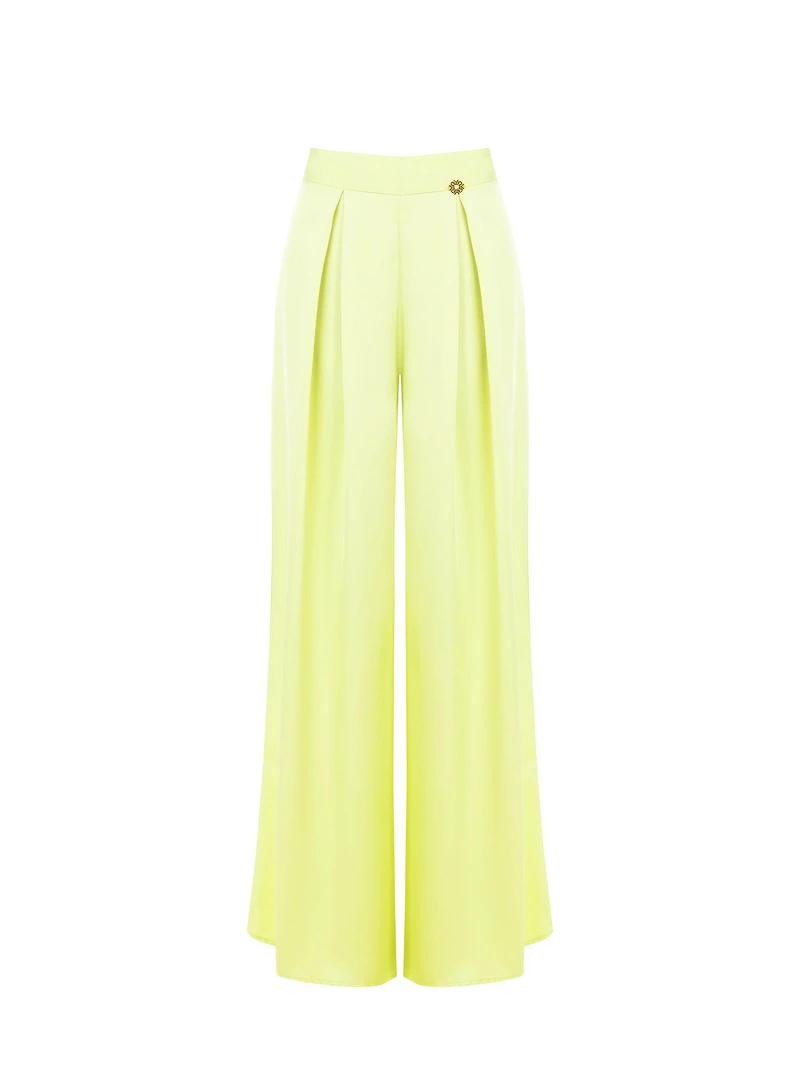 Pantalon Palazzo en satin à pinces