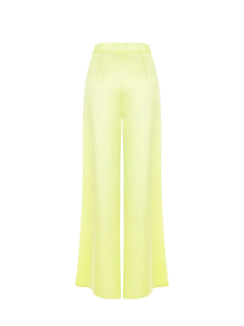Pantalon Palazzo en satin à pinces