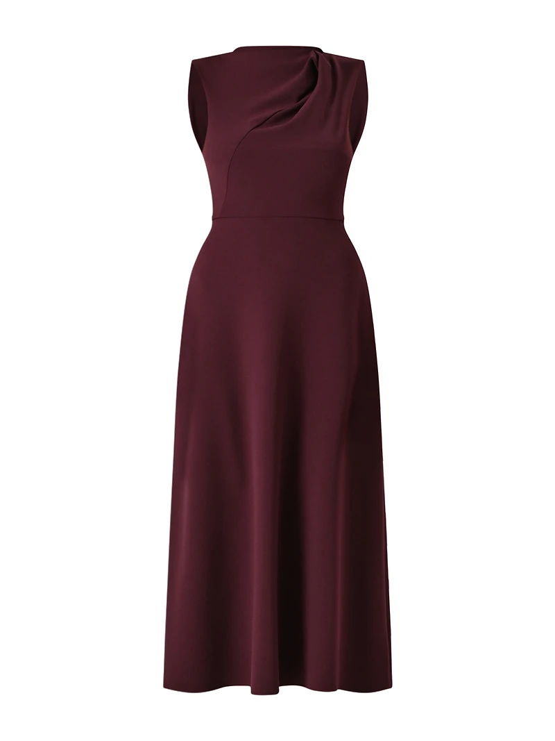 Midi Dress with Stand-Up Collar