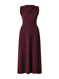 Midi Dress with Stand-Up Collar