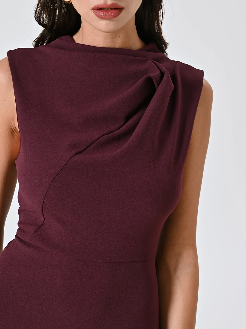 Midi Dress with Stand-Up Collar