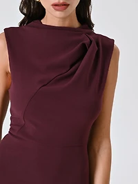 Midi Dress with Stand-Up Collar