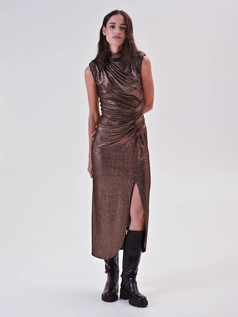 Draped Bronze Dress