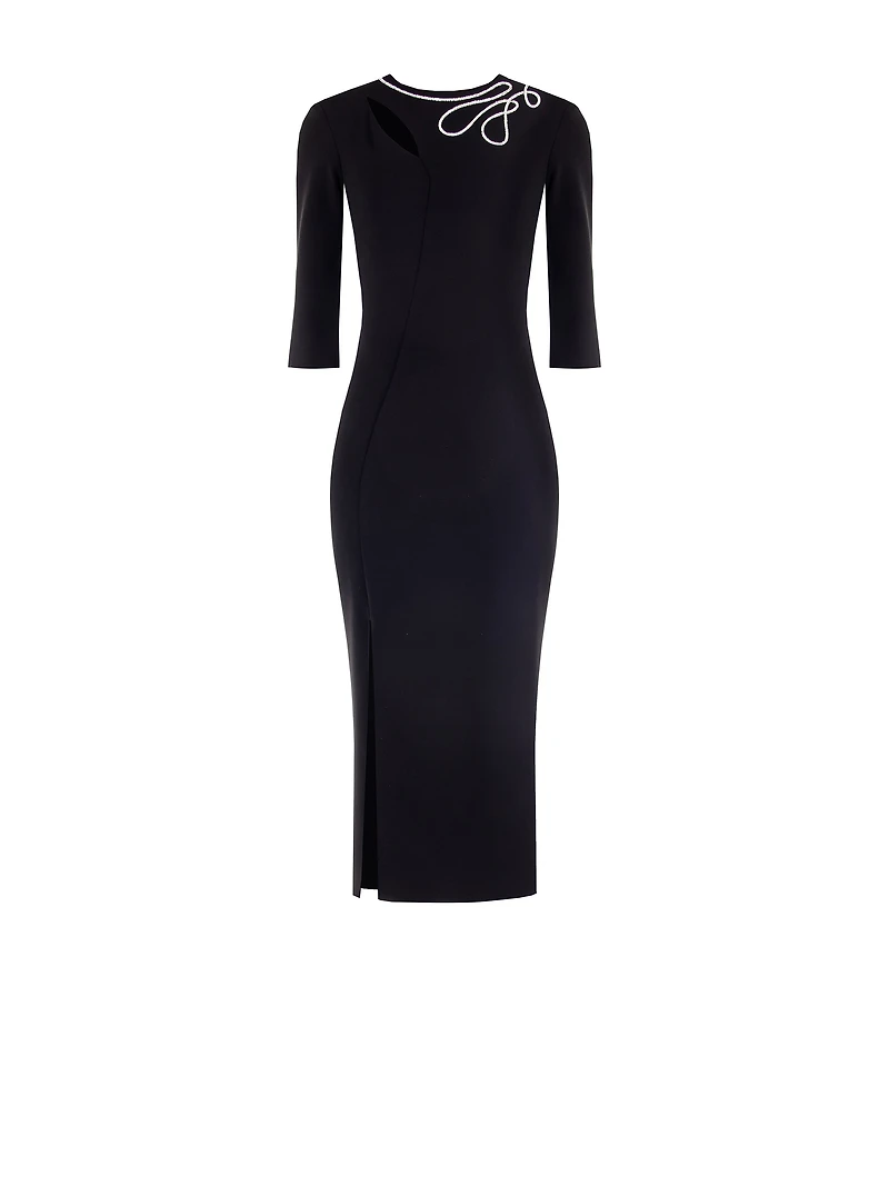 Embroidered Teardrop Neckline Dress