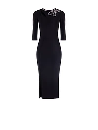 Embroidered Teardrop Neckline Dress