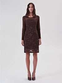 Tulle Dress with Sequin Embroidery