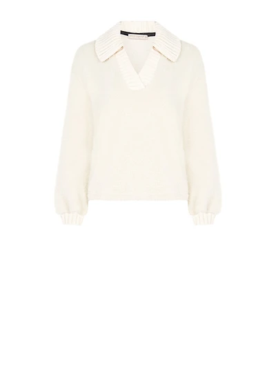 Pull texturé à col en V