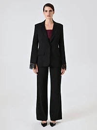 Black Cady Jacket with Lace Inserts