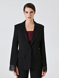Black Cady Jacket with Lace Inserts