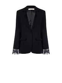 Black Cady Jacket with Lace Inserts