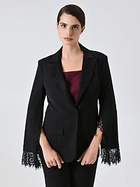 Black Cady Jacket with Lace Inserts