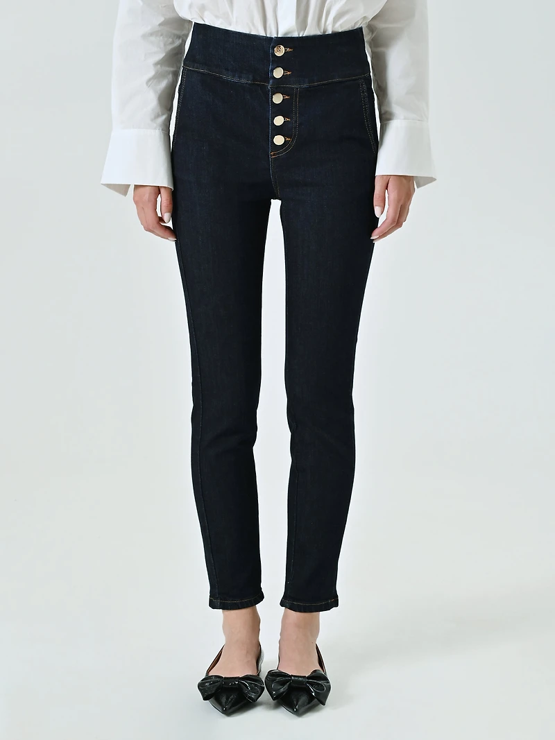 Jean slim extensible délavé foncé