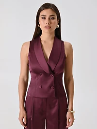 Burgundy Satin Waistcoat