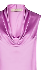 Draped Satin Cowl-Neck Top